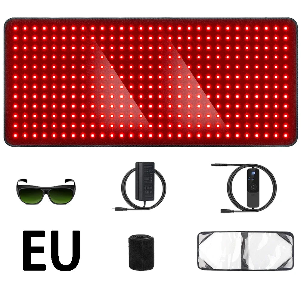 406Pcs Leds Red Light Heating Larger Size Pad 660Nm Waist Back Shoulder Muscle Pain Yoga Mat Relief Relax Infrared Light 850Nm
