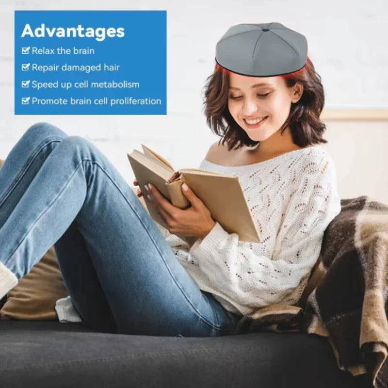 Red light & Near Infrared Therapy Cap for Hair Growth 660nm 830nm LED Hat Helmet Pigarlic Oily Natural Device Head relaxation