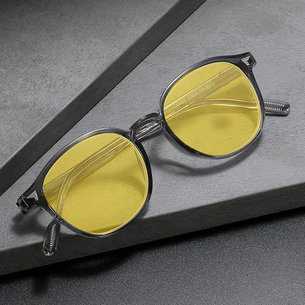 Men Night Vision Glasses Women round Frame Yellow Lens Eye Protection Sunglasses Unisex Fashion Blue Light Blocking Glasses