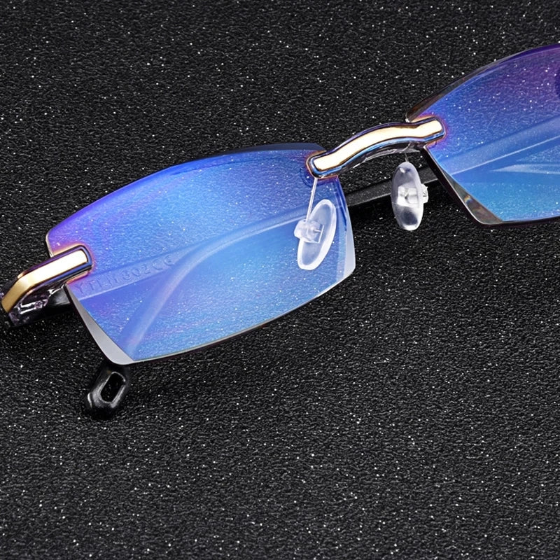 Diopter Reading Glasses Rimless Eyewear Trendy Men Women anti Blue Light Prescription Eyeglasses Resting Lenses Computer Glasses