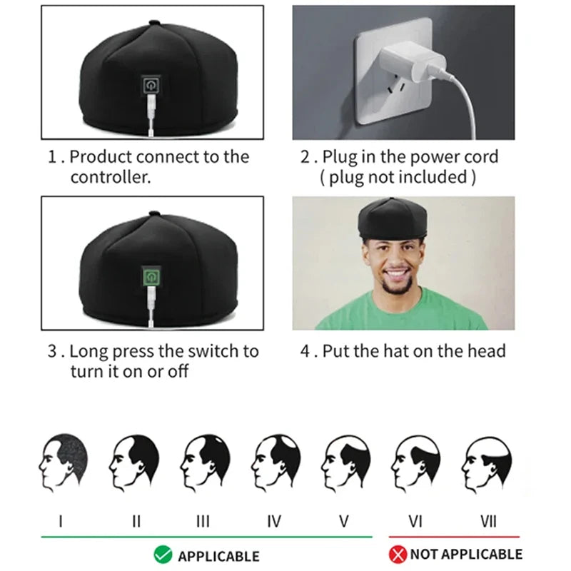 Red Light Therapy Device Hat near Infrared LED Treatment Helmet for Hair Growth Cap Prevant Loss Head Relaxation Relief Scalp